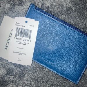 Brand New Jewel Blue Coach zip card